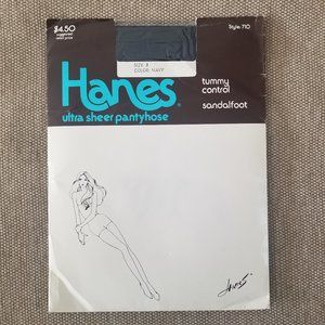 Hanes Vintage Ultra Sheer Pantyhose Size B Navy Tummy Control NEW